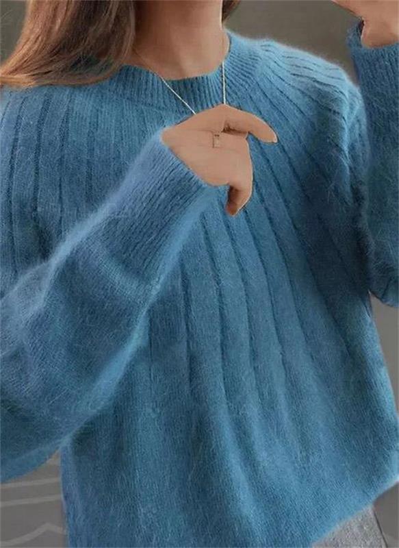 Flauschiger Strickpullover aus fellfarbenem Kaschmir