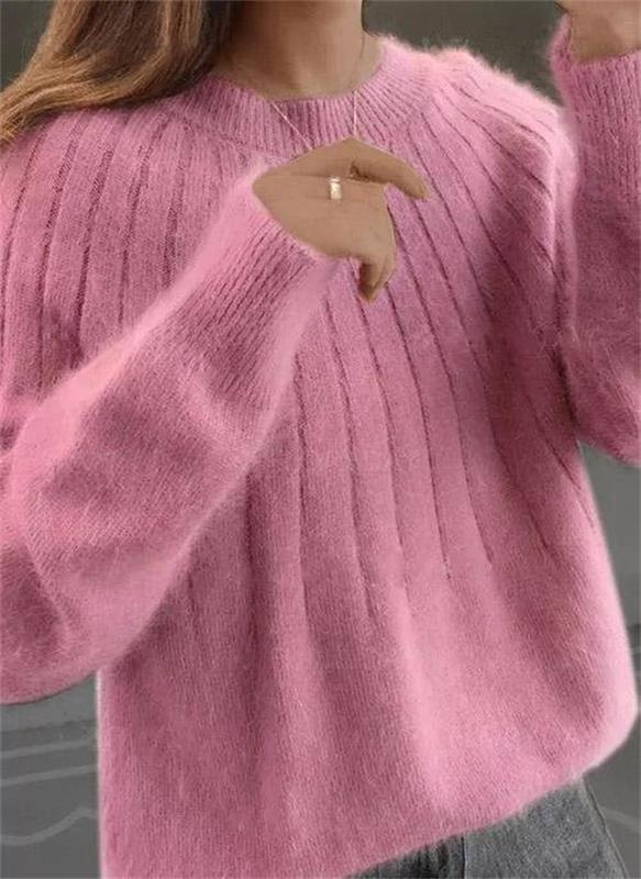 Flauschiger Strickpullover aus fellfarbenem Kaschmir