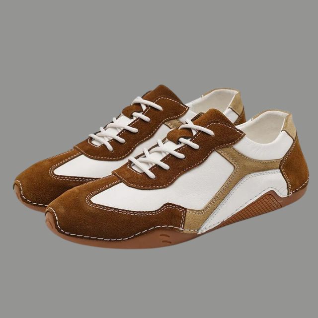 Atmungsaktive Turnschuhe aus echtem Leder mit Golfsohlen-Design