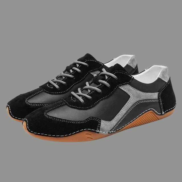 Atmungsaktive Turnschuhe aus echtem Leder mit Golfsohlen-Design