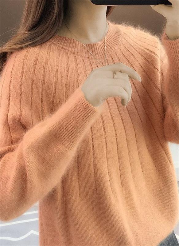 Flauschiger Strickpullover aus fellfarbenem Kaschmir