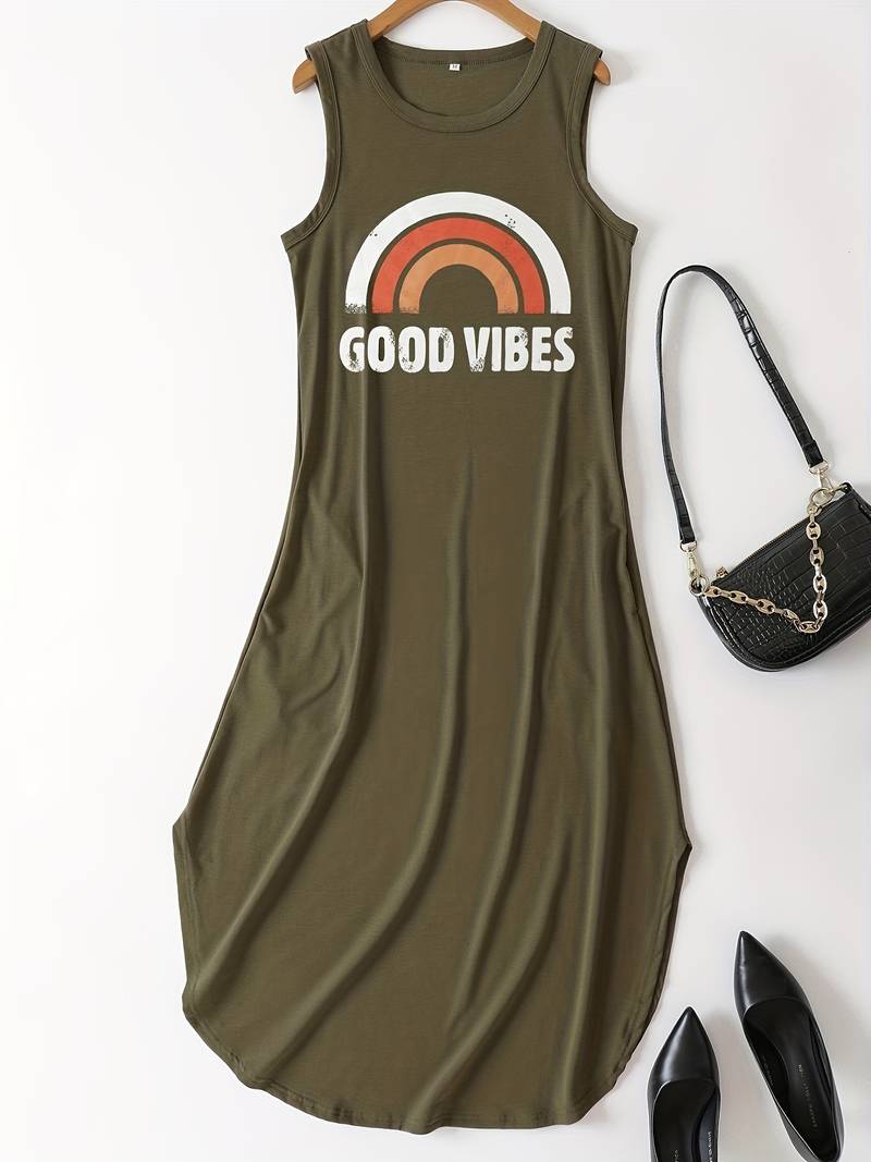 Good Vibes - Langes Kleid mit Buchstabendruck