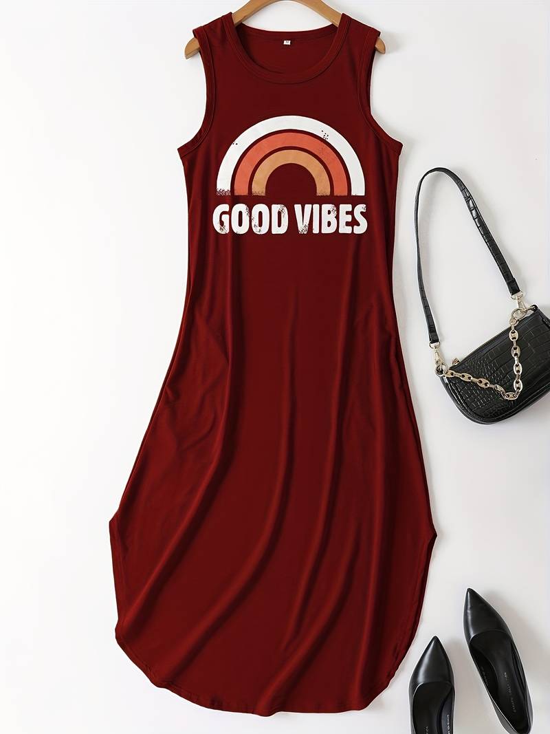 Good Vibes - Langes Kleid mit Buchstabendruck