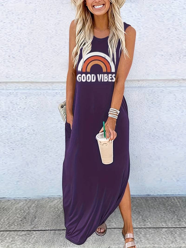 Good Vibes - Langes Kleid mit Buchstabendruck