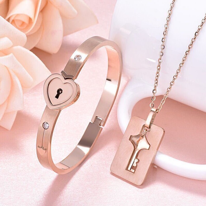 LoveLock™ Armband + Halskette Schlüssel-Set